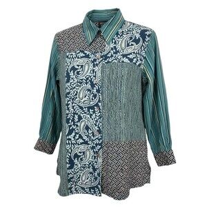 VTG 90s Y2K Koos Of Course Patchwork Paisley Geo Art To Wear Button Shirt M